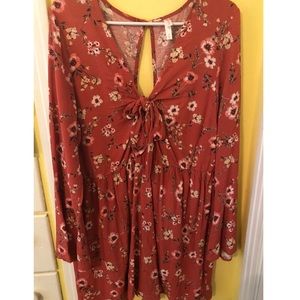 Floral Front-Tie Dress